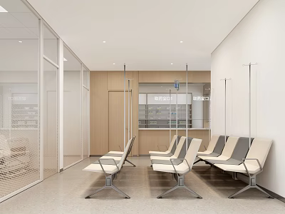 Modern Hospital Outpatient Clinic Waiting Area With Seating And Reception 3d model