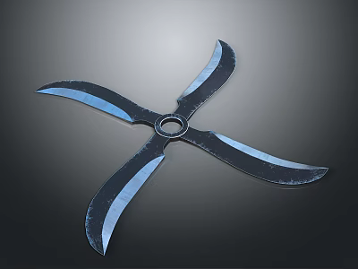 Traditional Metal Shuriken Weapon With Four Sharp Blades And Central Ring Design 3d model