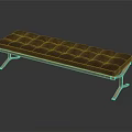 Modern Tufted Blue Padded Seat Bench With Sleek Metal Legs And Contemporary Design