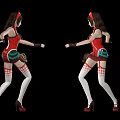 Game Movie Character In Red And White Suspender Outfit With White Stockings And Red Shoes
