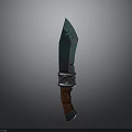 Shiny Blue Green Blade Knife With Red Woven Handle And Silver Ring Decoration