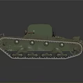 Green Military Tank Model With Tracks Ladder And Dark Background Reflection