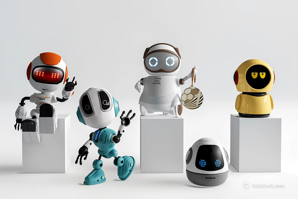 Multiple Smart Robots With Diverse Colors Modern Designs And Interactive Features 3d model 
