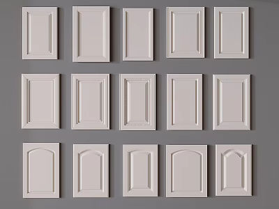 Various Styles of Cabinet Door Panels with Different Designs and Shapes Displayed 3d model