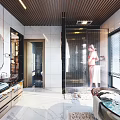 Modern Bathroom Interior Design With Glass Shower Marble Bathtub And Vanity Mirror