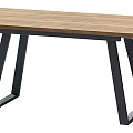 Modern Office Desk With Wooden Top And Black Metal Frame Structure