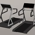 Modern Treadmills With Digital Screens And Sturdy Black Frames For Home Use 3d model