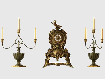 Vintage Ornate Brass Candelabra With Multiple Candle Arms And Decorative Base 3d model