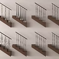 Various Stair Railings Designs With Wooden Steps And Metal Decorative Details