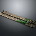 Wood And Stone Decorative Long Piece With Green Spots Surface Texture For Home Decor