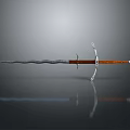 Detailed Medieval Sword Featuring Wavy Blade Wooden Hilt And Metal Crossguard