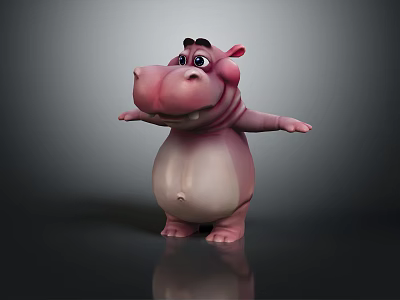 Modern game character wild animal hippo cartoon hippo 3d model