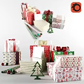 Festive Christmas Wall Decor with Colorful Gift Boxes Bows and Holiday Patterns