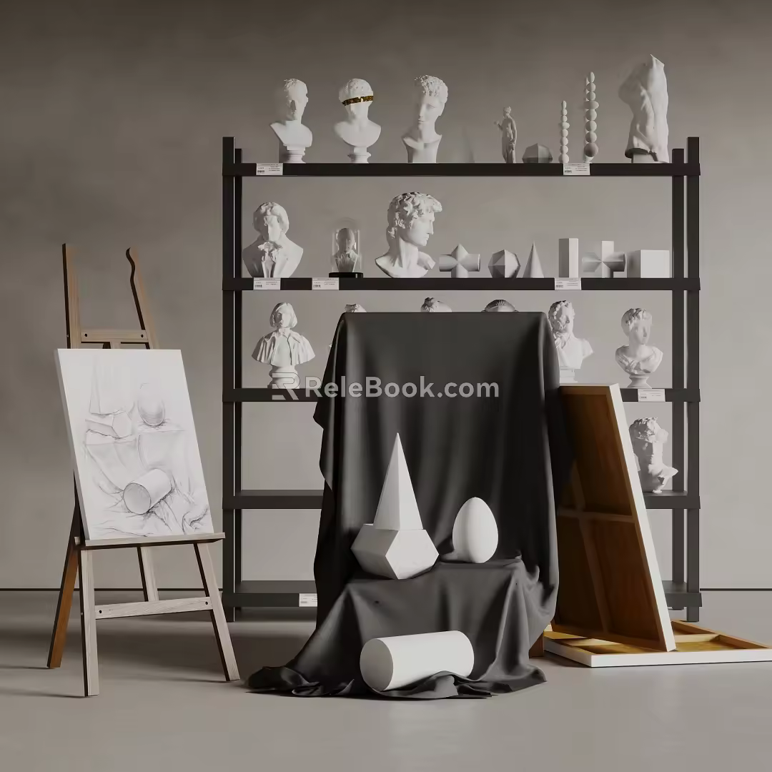 Painting Studio Painting Sketchpad Stool Pigment 3d model