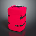 Red Suitcase With Black Straps And Handle For Travel Use 3d model