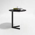 Modern Black Round Side Tables With Books Plants And Cup Decor 3d model