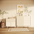 Modern Side Cabinet Cream Decorative Cabinet 3d model