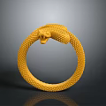 Yellow Coiled Snake Bracelet With Circular Design And Textured Surface 3d model