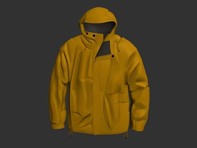 Stylish Bright Yellow Hooded Jacket With Front Pockets And Adjustable Hood 3d model