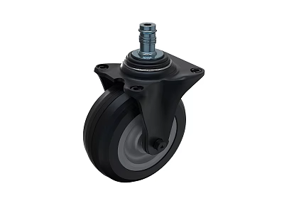Industrial Black Rubber Caster Wheel With Metal Bolt And Sturdy Design 3d model