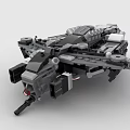 Gray Black Building Blocks Sci Fi Fighter Model With Complex Structure And Weapon Parts