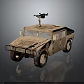 Armored Military Vehicle With Desert Camouflage And Roof Mounted Machine Gun