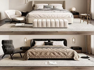Modern Minotti double bed 3d model