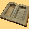 Vintage Open Book With Hollowed Rectangular Sections And Text Pages