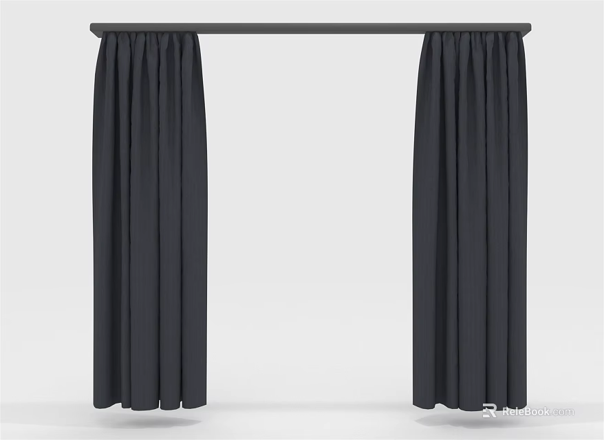 Elegant Black Curtains For Home Window Decoration With Modern Drapes Design 3d model 