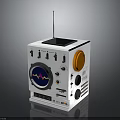 Electronic Device White Cube With Antenna Solar Panel Waveform Screen Orange Knob Interfaces And Buttons 3d model