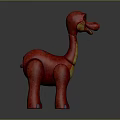 Cute Red Plush Dinosaur Toy With Long Neck Yellow Belly And Blue Spots