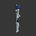Futuristic Robot Character With Blue Hair And Mechanical Humanoid Body Design