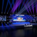 Modern Stage Setup With Purple Blue Lighting Effects And Large Display Screen 3d model