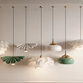 Stylish Pendant Lights with Flower Fan Shapes White Green Interior Design