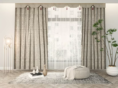 modern curtain fabric curtain gauze curtain 3d model