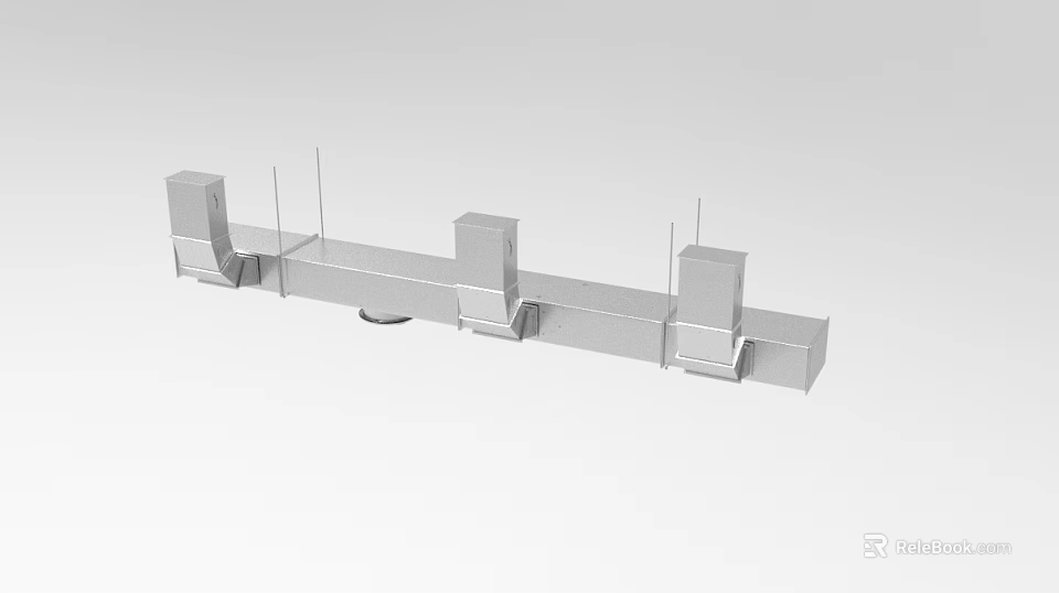 Modern Public Chair With Modular Structure And Metal Frame For Public Spaces 3d model 