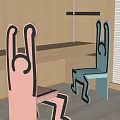 Adorable Children's Chairs With Rabbit Ears Pink And Light Blue For Kids Room