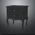Gray Modern Nightstand With Two Drawers And White Round Knobs And Curved Legs
