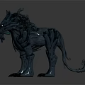 Mythical Wolf Game Movie Character 3D Model With Glowing Eyes Sharp Features And Stone Texture