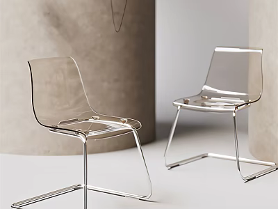 Transparent Lounge Chairs With Sleek Metal Frame In Modern Minimalist Setting 3d model