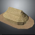 Traditional Thatch Roof Building Model With Circular Structure And Polygonal Base