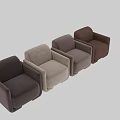 Modern Brown Fabric Single Sofa With Rounded Arms And Comfortable Design 3d model