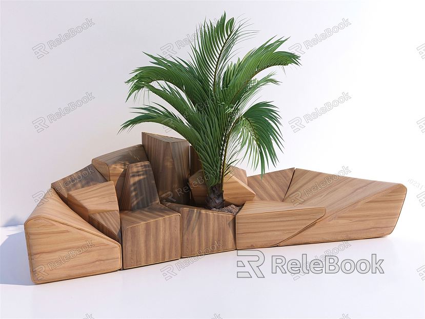 Modern Public Chair Landscape Seat Tree Pool Combination Landscape Tree Pool Outdoor Chair Park Chair Wood Chair Creative Art Landscape Seat Alien Landscape Seat model