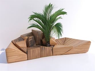 Modern Public Chair Landscape Seat Tree Pool Combination Landscape Tree Pool Outdoor Chair Park Chair Wood Chair Creative Art Landscape Seat Alien Landscape Seat 3d model