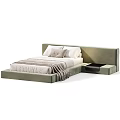 Minimalist Modern Double Bed Designs In Soft Tones With Upholstered Headboards And Platform Bases
