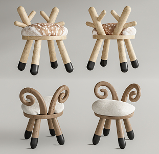 Modern children's chair children'stool low stool 3d model