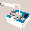 Industrial Mechanical Device Featuring White Pipe Blue Platform And Components 3d model