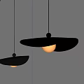 Modern Curved Copper Pendant Lights With Round Light Source On White Background 3d model