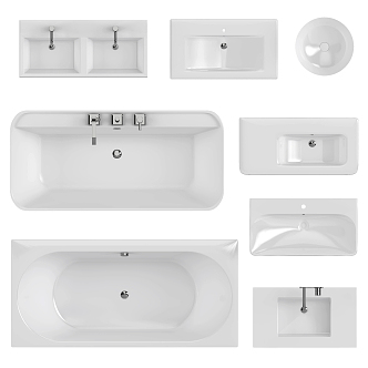 Modern wash basin counter basin bathtub combination 3d model