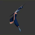 Animated Archer Character In Blue Orange Outfit Jumping While Drawing Bow